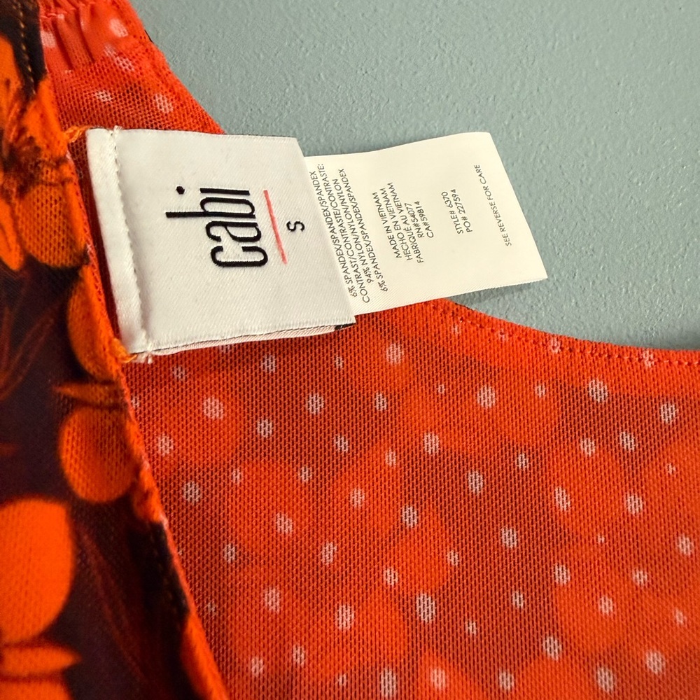 CAbi Orange and Black Floral Midi Dress - Picture 15 of 16